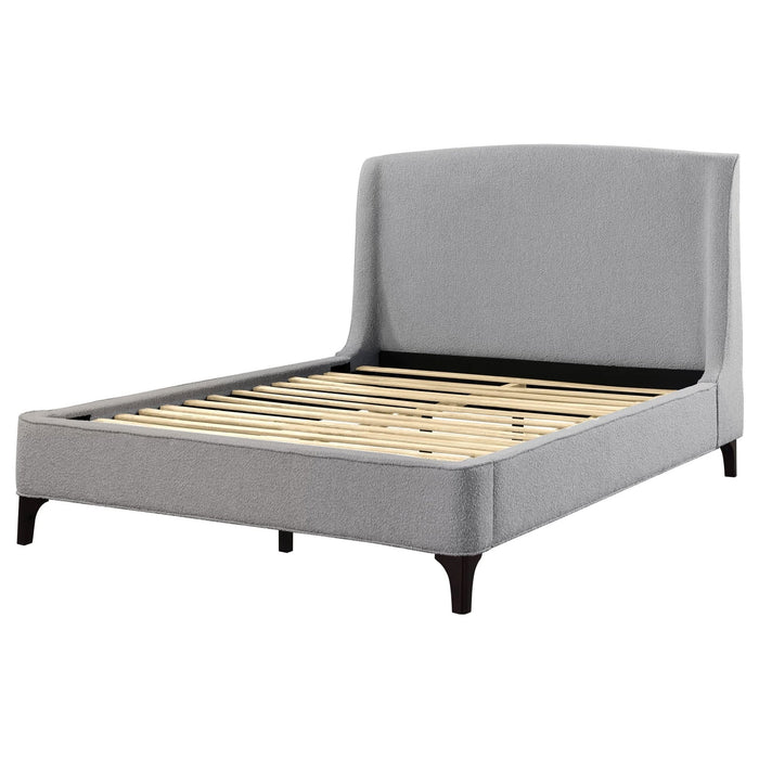 Mosby Upholstered Eastern King Wingback Bed Grey - Walo Furniture