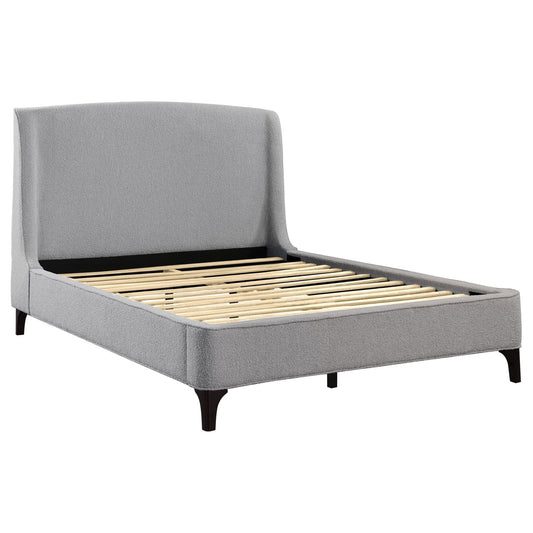 Mosby Upholstered Eastern King Wingback Bed Grey - Walo Furniture