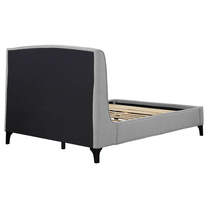 Mosby Upholstered Queen Wingback Bed Grey - Walo Furniture