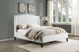 Mosby Upholstered Queen Wingback Bed Snow - Walo Furniture