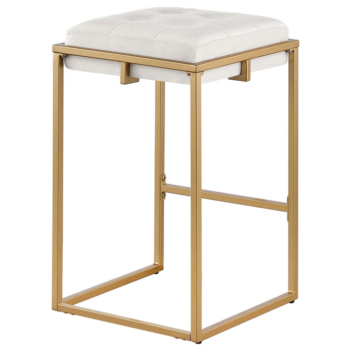 Nadia Upholstered Backless Counter Stool Beige (Set of 2) - Walo Furniture