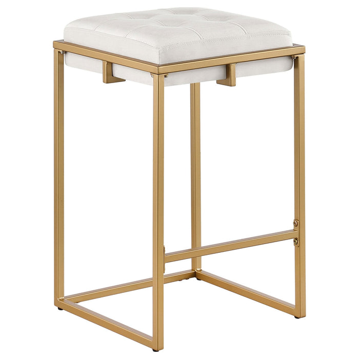 Nadia Upholstered Backless Counter Stool Beige (Set of 2) - Walo Furniture