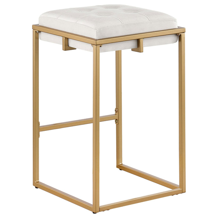 Nadia Upholstered Backless Counter Stool Beige (Set of 2) - Walo Furniture