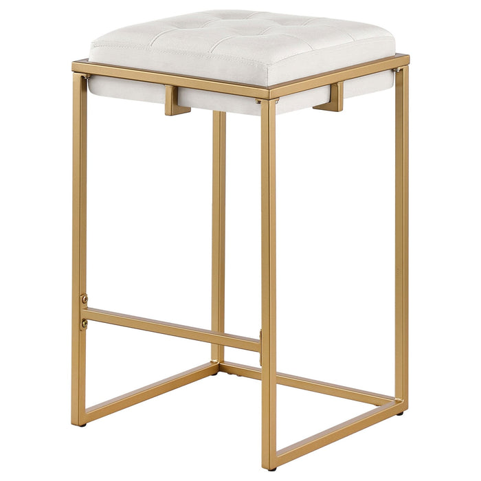 Nadia Upholstered Backless Counter Stool Beige (Set of 2) - Walo Furniture