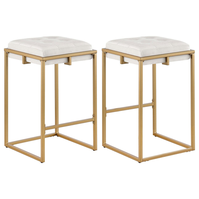 Nadia Upholstered Backless Counter Stool Beige (Set of 2) - Walo Furniture