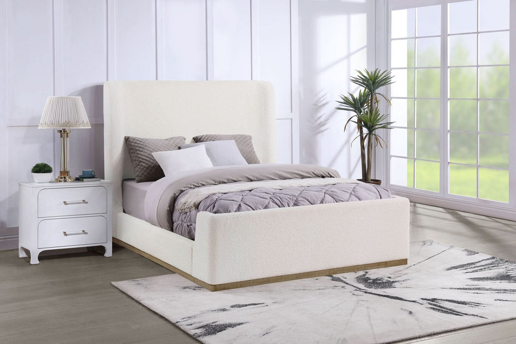 Nala Upholstered Eastern King Sleigh Bed Cream - Walo Furniture