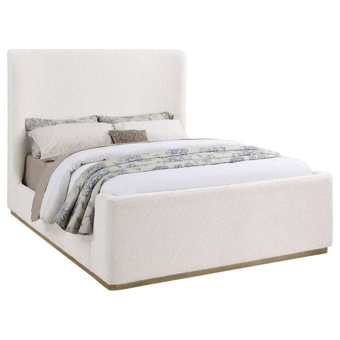 Nala Upholstered Eastern King Sleigh Bed Cream - Walo Furniture