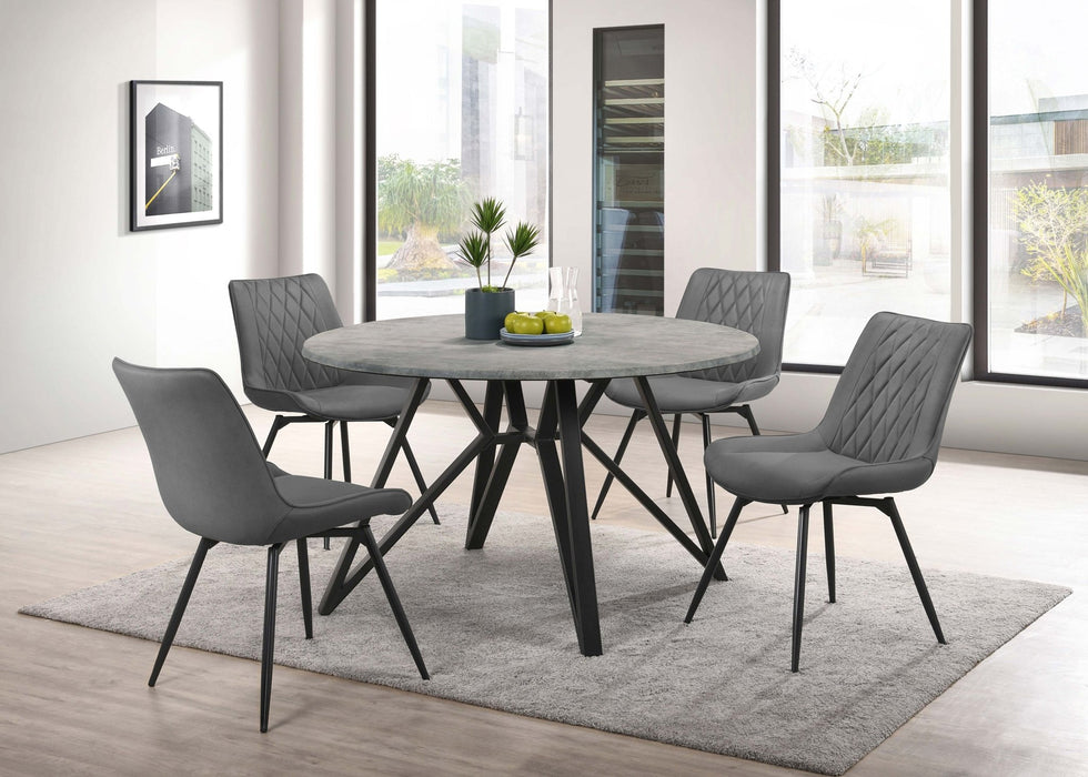 Neil 5 - piece Round Dining Table Set Concrete Gunmetal - Walo Furniture