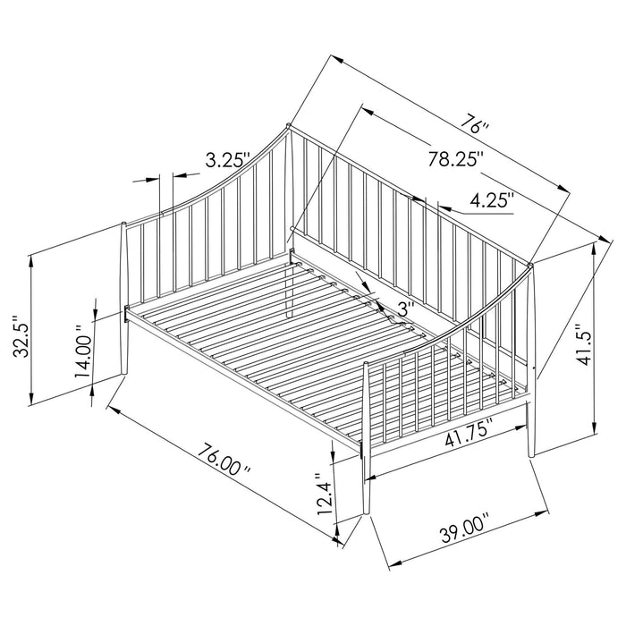 Newbury Metal Twin Daybed Bed Frame Matte Black - Walo Furniture