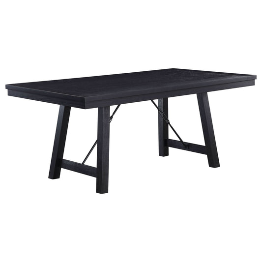 Newport 5 - piece Rectangular Trestle Dining Table Set Black - Walo Furniture