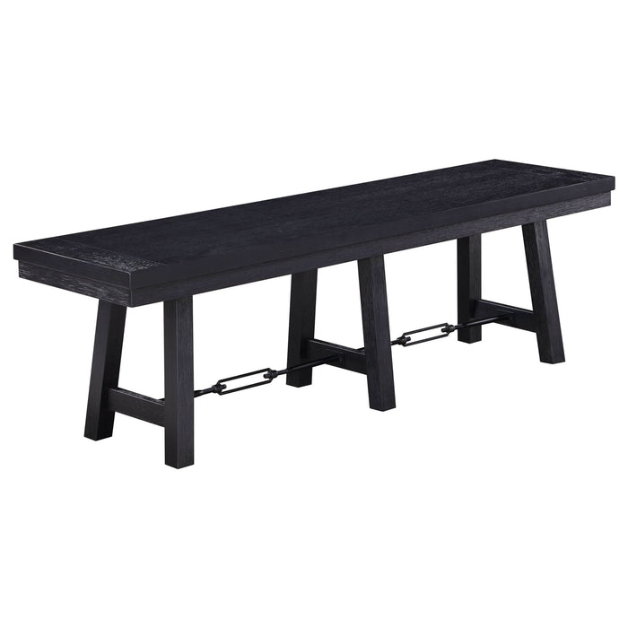 Newport 6 - piece Rectangular Trestle Dining Table Set Black - Walo Furniture