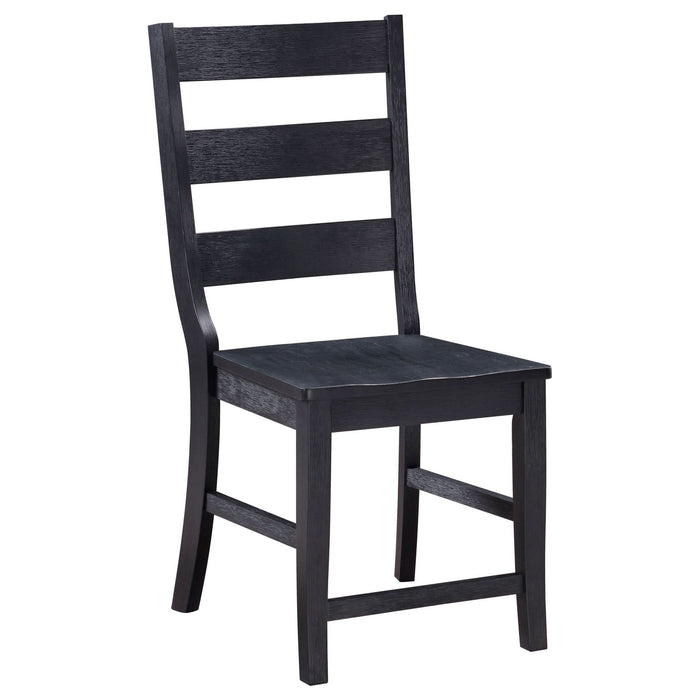 Newport Ladder Back Wood Dining Side Chair Black (Set of 2) - Walo Furniture