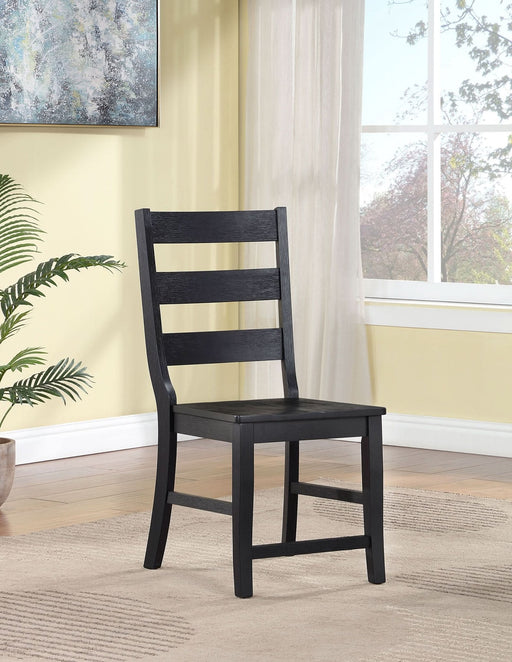 Newport Ladder Back Wood Dining Side Chair Black (Set of 2) - Walo Furniture