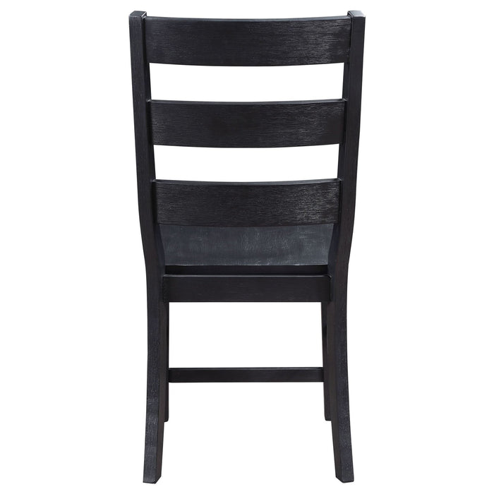 Newport Ladder Back Wood Dining Side Chair Black (Set of 2) - Walo Furniture