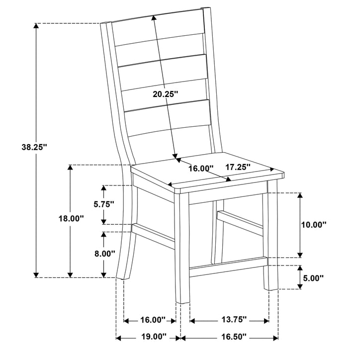 Newport Ladder Back Wood Dining Side Chair Black (Set of 2) - Walo Furniture