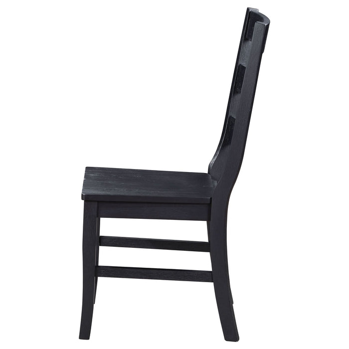 Newport Ladder Back Wood Dining Side Chair Black (Set of 2) - Walo Furniture