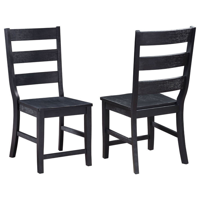 Newport Ladder Back Wood Dining Side Chair Black (Set of 2) - Walo Furniture