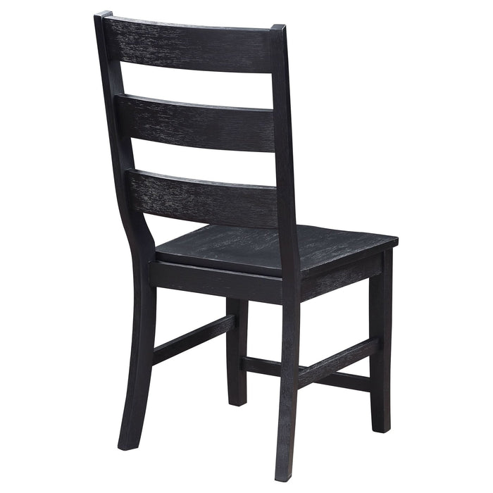 Newport Ladder Back Wood Dining Side Chair Black (Set of 2) - Walo Furniture