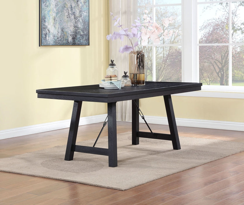 Newport Rectangular 72 - inch Wood Trestle Dining Table Black - Walo Furniture