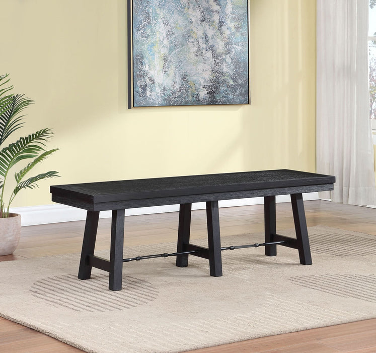 Newport Wood Trestle Base Dining Bench Black - Walo Furniture