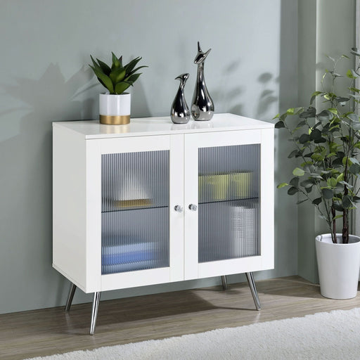 Nieta 2 - door Engineered Wood Accent Cabinet White High Gloss - Walo Furniture