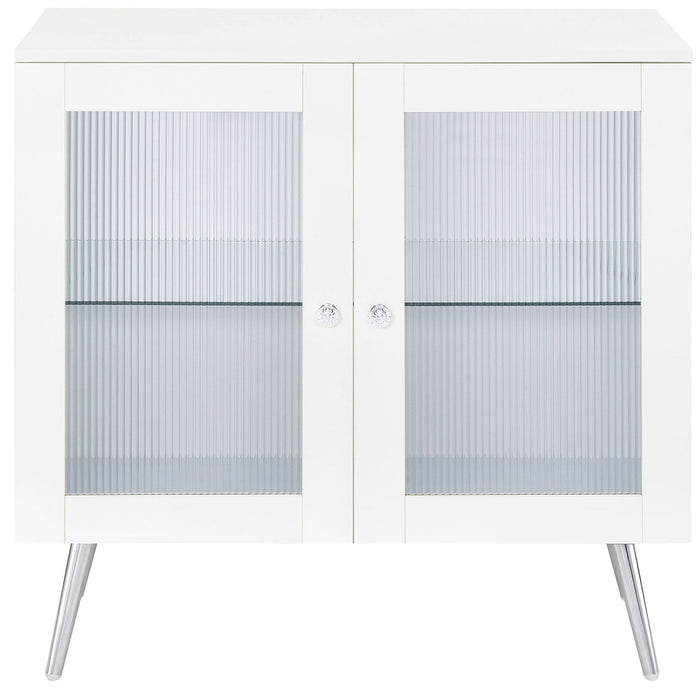 Nieta 2 - door Engineered Wood Accent Cabinet White High Gloss - Walo Furniture