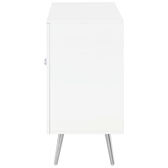 Nieta 2 - door Engineered Wood Accent Cabinet White High Gloss - Walo Furniture