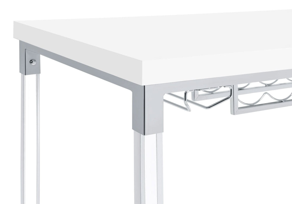 Norcrest 47 - inch Acrylic Leg Bar Table White High Gloss - Walo Furniture