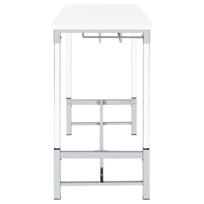 Norcrest 47 - inch Acrylic Leg Bar Table White High Gloss - Walo Furniture