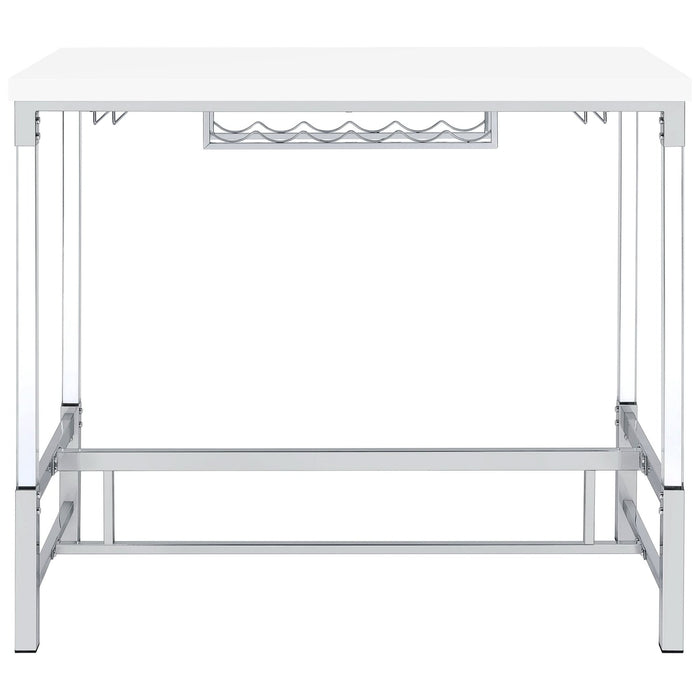 Norcrest 47 - inch Acrylic Leg Bar Table White High Gloss - Walo Furniture