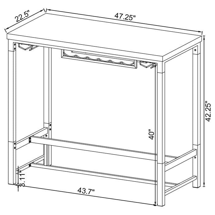 Norcrest 47 - inch Acrylic Leg Bar Table White High Gloss - Walo Furniture