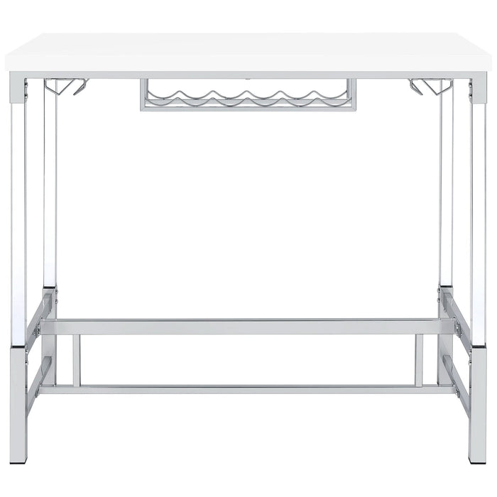 Norcrest 47 - inch Acrylic Leg Bar Table White High Gloss - Walo Furniture