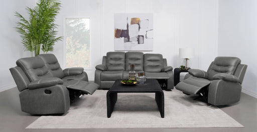 Nova 3 - piece Upholstered Padded Arm Sofa Set Dark Grey - Walo Furniture