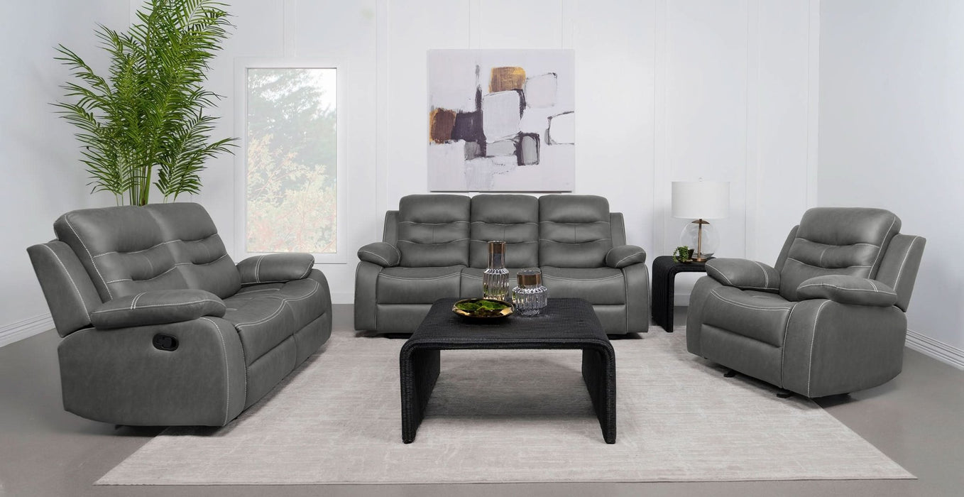 Nova 3 - piece Upholstered Padded Arm Sofa Set Dark Grey - Walo Furniture