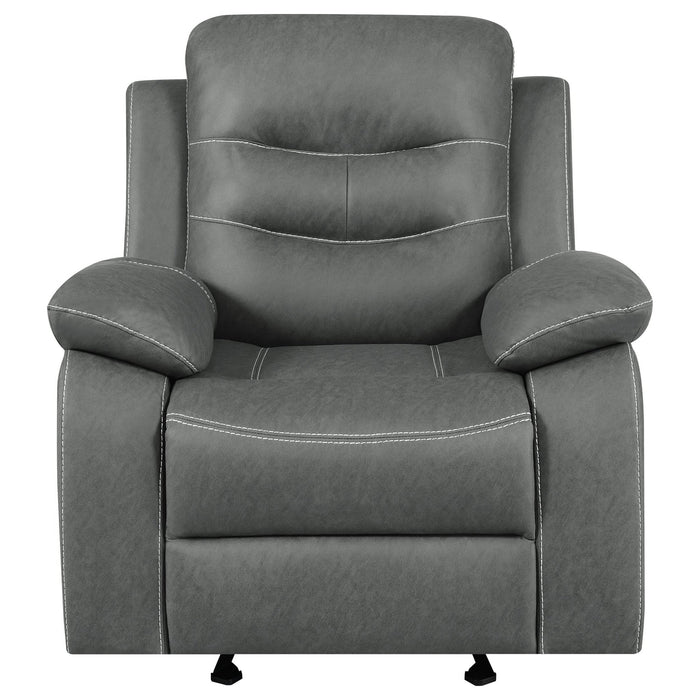 Nova Upholstered Padded Arm Glider Recliner Dark Grey - Walo Furniture