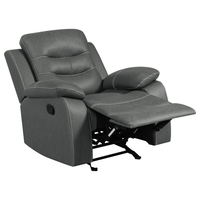 Nova Upholstered Padded Arm Glider Recliner Dark Grey - Walo Furniture