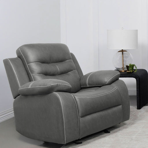 Nova Upholstered Padded Arm Glider Recliner Dark Grey - Walo Furniture