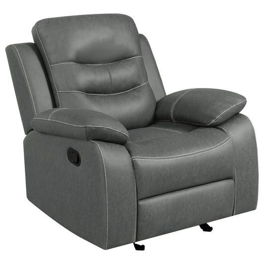 Nova Upholstered Padded Arm Glider Recliner Dark Grey - Walo Furniture