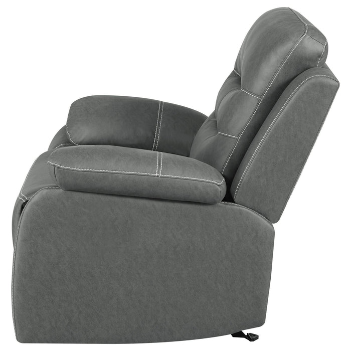 Nova Upholstered Padded Arm Glider Recliner Dark Grey - Walo Furniture