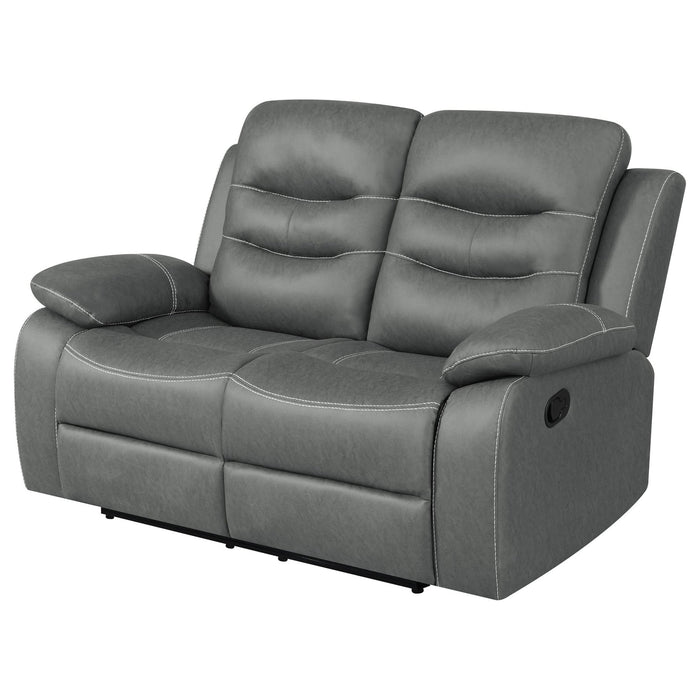 Nova Upholstered Padded Arm Reclining Loveseat Dark Grey - Walo Furniture