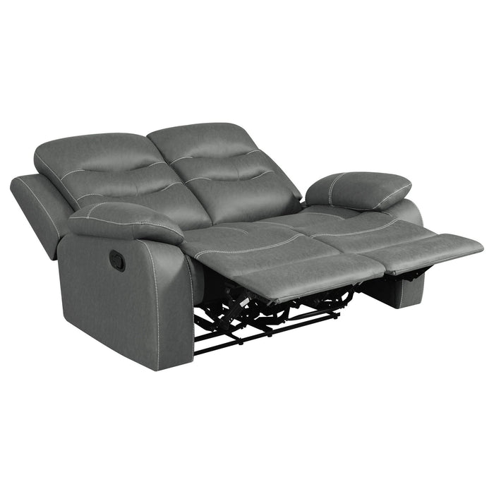 Nova Upholstered Padded Arm Reclining Loveseat Dark Grey - Walo Furniture