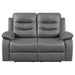 Nova Upholstered Padded Arm Reclining Loveseat Dark Grey - Walo Furniture