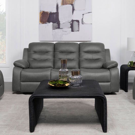 Nova Upholstered Padded Arm Reclining Sofa Dark Grey - Walo Furniture