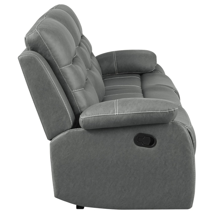 Nova Upholstered Padded Arm Reclining Sofa Dark Grey - Walo Furniture