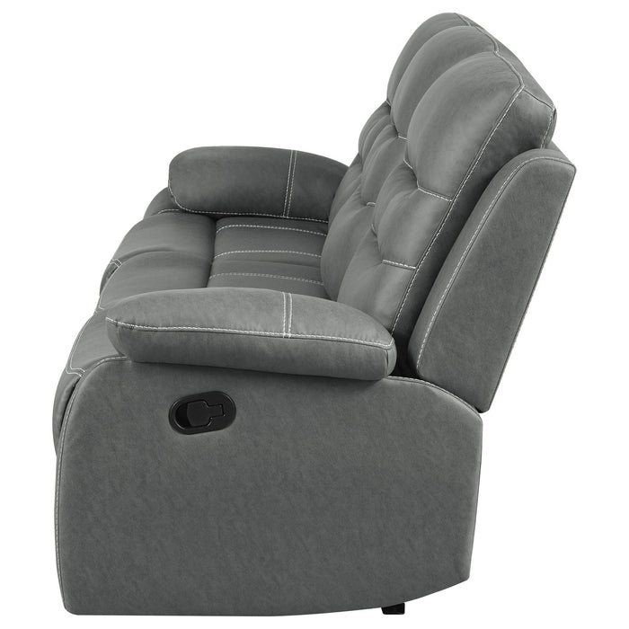 Nova Upholstered Padded Arm Reclining Sofa Dark Grey - Walo Furniture