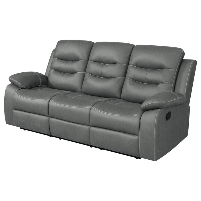 Nova Upholstered Padded Arm Reclining Sofa Dark Grey - Walo Furniture