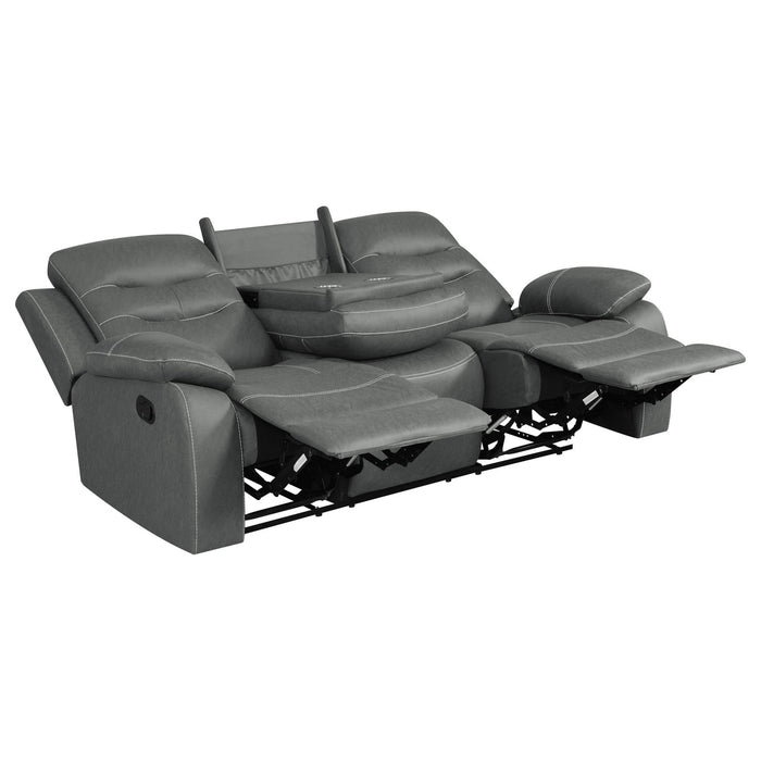 Nova Upholstered Padded Arm Reclining Sofa Dark Grey - Walo Furniture