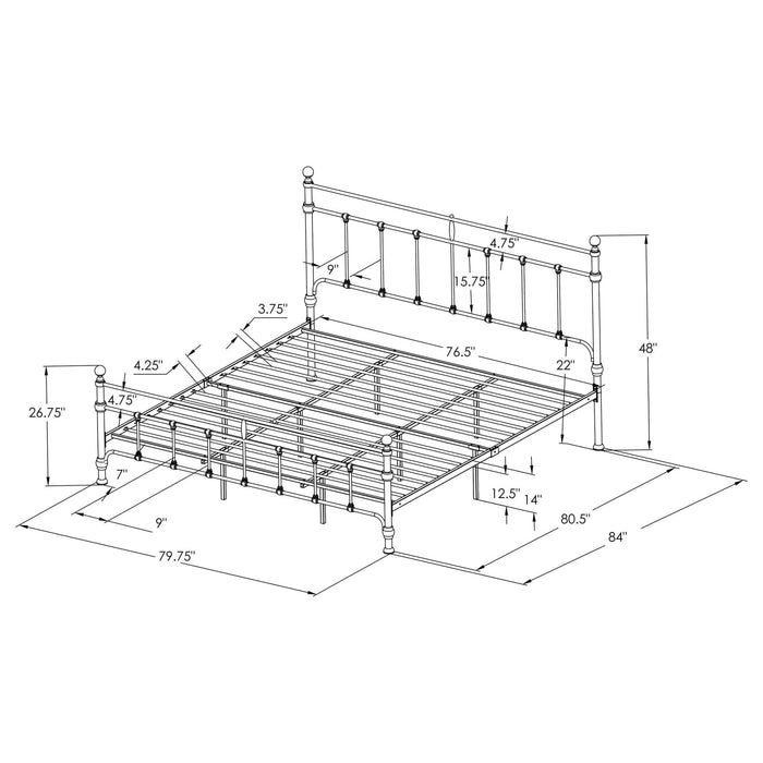 Novak 48 - inch Metal Eastern King Open Frame Bed Matte Black - Walo Furniture