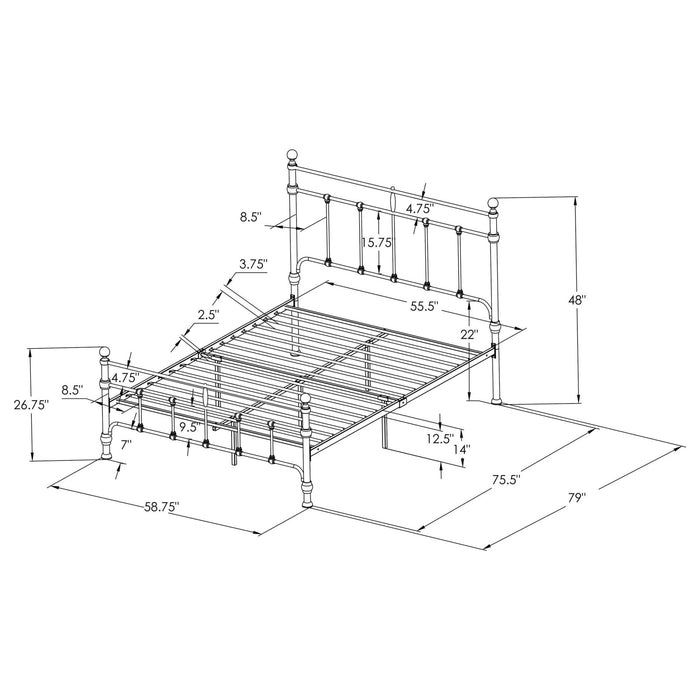 Novak 48 - inch Metal Full Open Frame Bed Matte Black - Walo Furniture