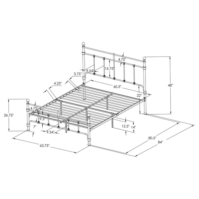 Novak 48 - inch Metal Queen Open Frame Bed Matte Black - Walo Furniture